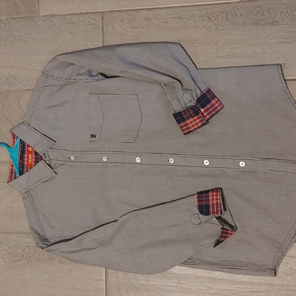 Izod Other - Boys Izod LG 14-16 Blue White Gingham Button Shirt with Red Plaid Details Youth